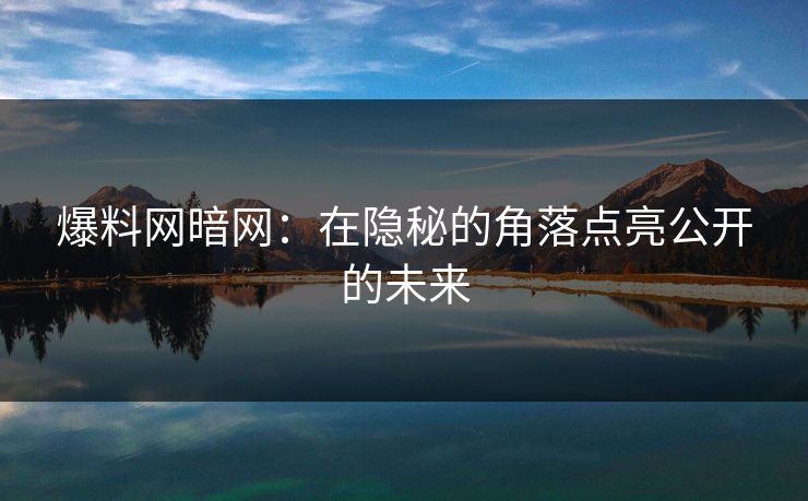 爆料网暗网：在隐秘的角落点亮公开的未来