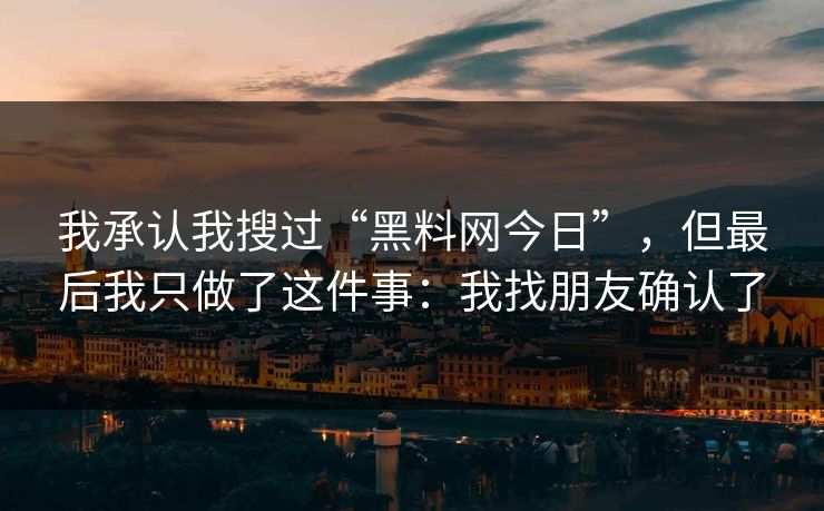 我承认我搜过“黑料网今日”，但最后我只做了这件事：我找朋友确认了