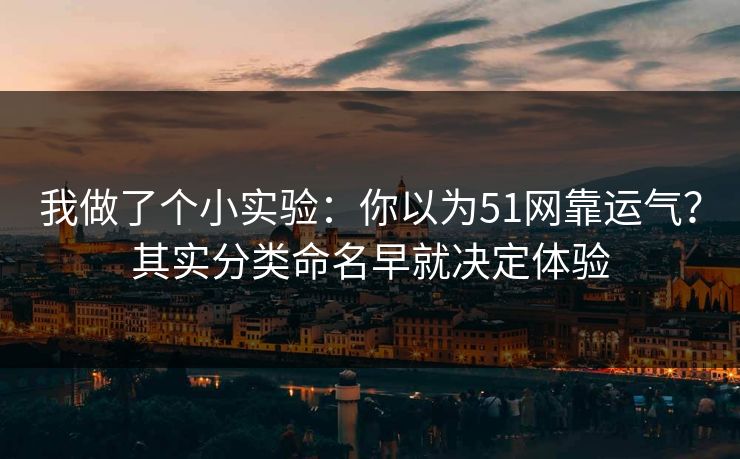 我做了个小实验：你以为51网靠运气？其实分类命名早就决定体验
